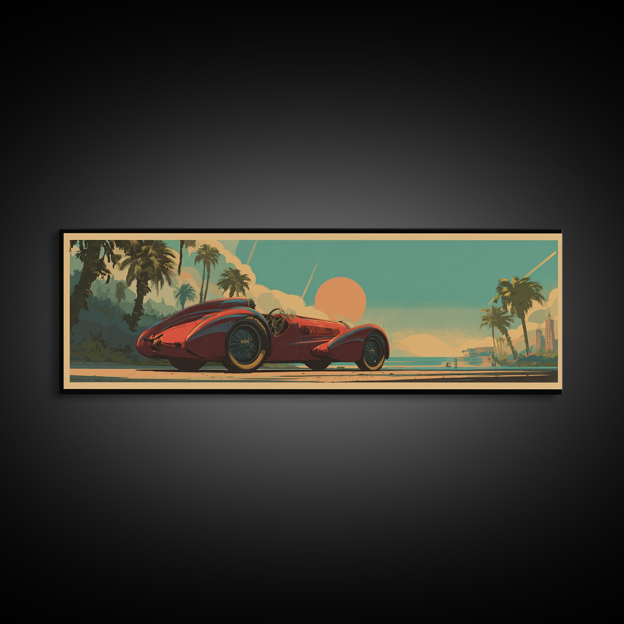 Retro Racing Car Game Poster Without Text Framed Canvas Print, Game Room Art, Room Decor, Game Room Decor, Fine Art, Play, GRA-3x1-52