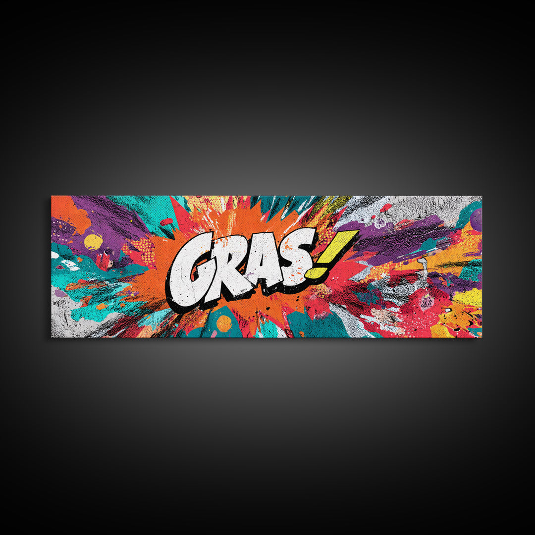 Comic Style Explosion with Game Icons Framed Canvas Print, Game Room Art, Neutral Decor, Game Room Decor, Fine Art, Play, GRA-3x1-7