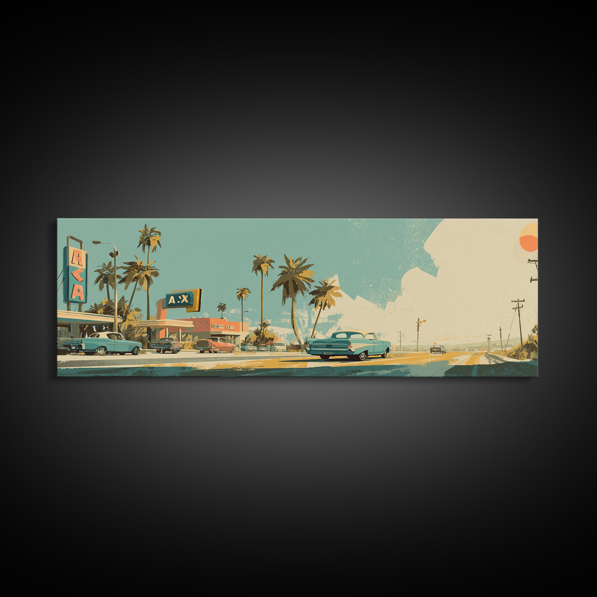 Retro Racing Car Game Poster Without Text Canvas Print, Game Room Art, Home Decor, Game Room Decor, Play, Wall Art Set, GRA-3x1-76