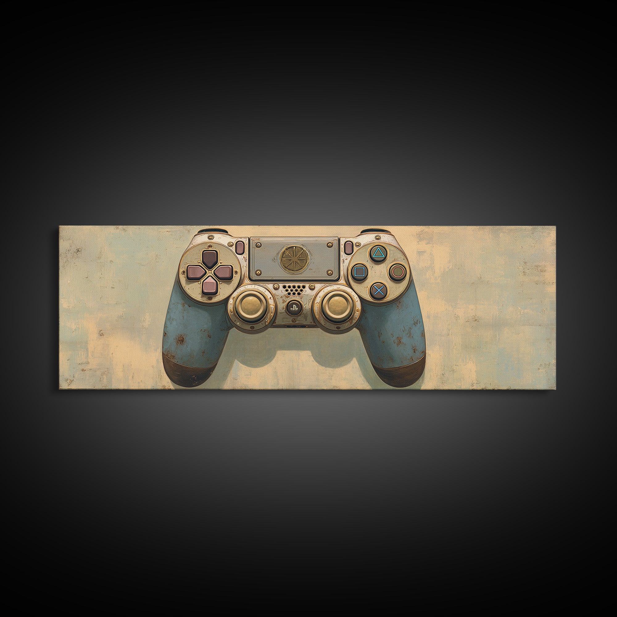 Old School Game Controller Canvas Print, Game Room Art, Trendy Wall Art, Game Room Decor, Watercolor Art, Play, GRA-3x1-94