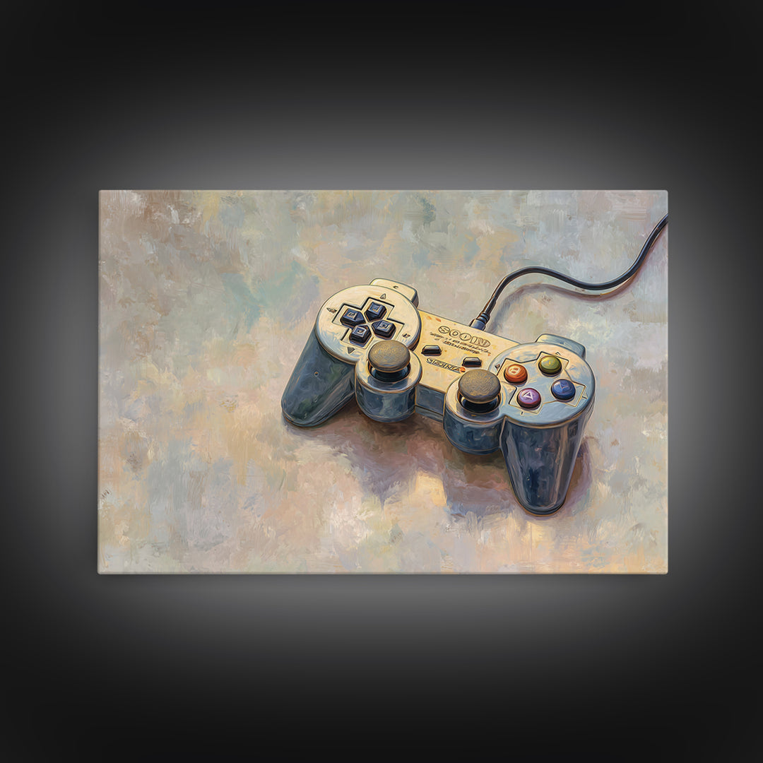 Old School Game Controller Framed Canvas Print, Game Room Art, Canvas Print, Game Room Decor, Fine Art, Play, Man Cave Decor, GRA-3x2-10
