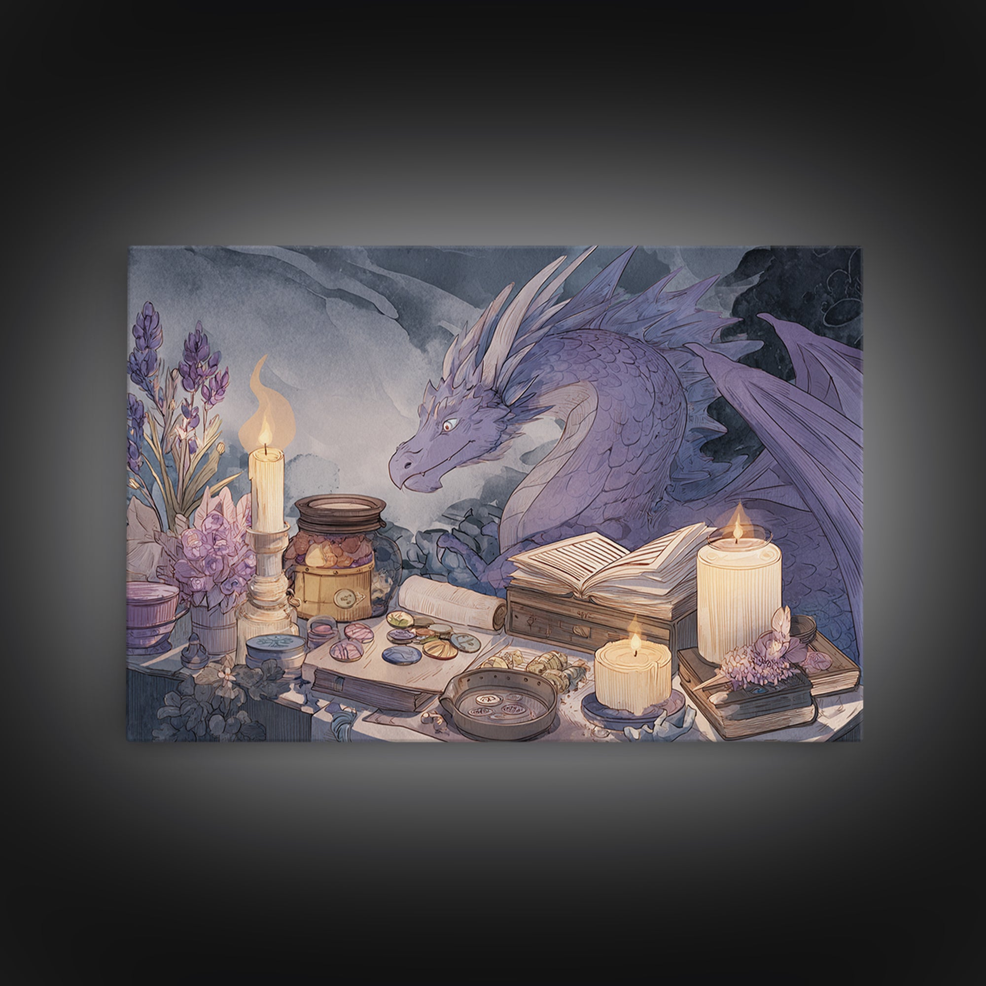 Fantasy Board Game Dragon Token Scene Framed Canvas Print, Game Room Art, New Home Gift, Game Room Decor, Fine Art, Play, GRA-3x2-15