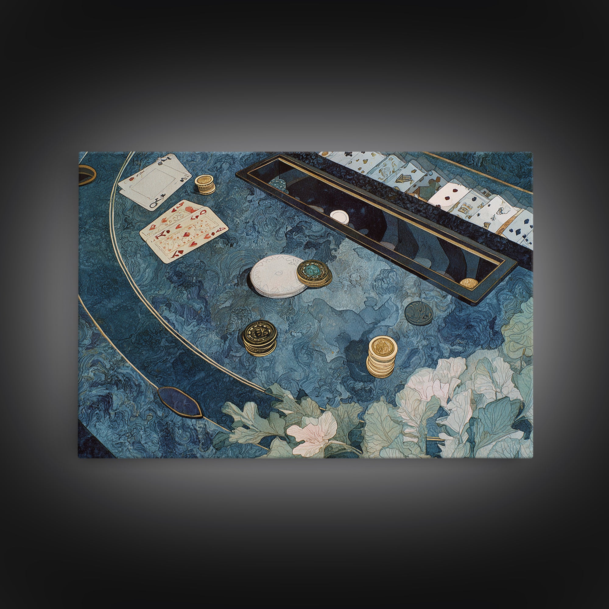 Blackjack Table Still Life Without Words Framed Canvas Print, Game Room Art, African American Art, Game Room Decor, Play, GRA-3x2-24