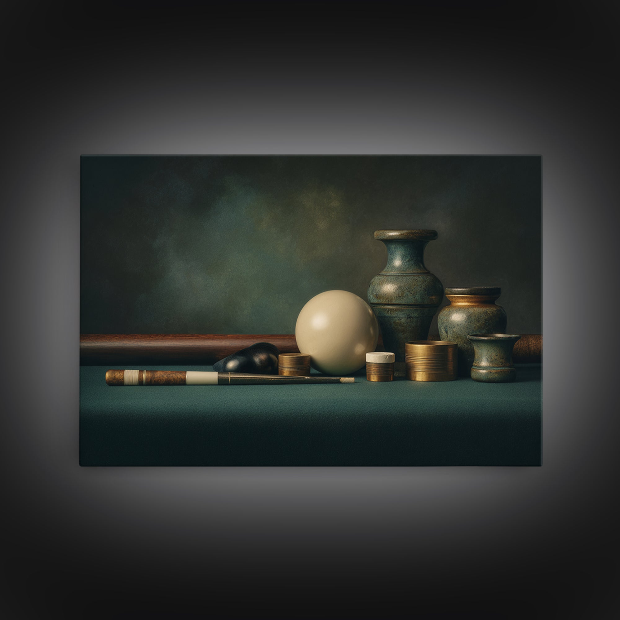 Pool Cue and Chalk on Green Felt Canvas Print, Game Room Art, Bedroom Wall Art, Game Room Decor, Fine Art, Play, Girly Wall Art, GRA-3x2-62