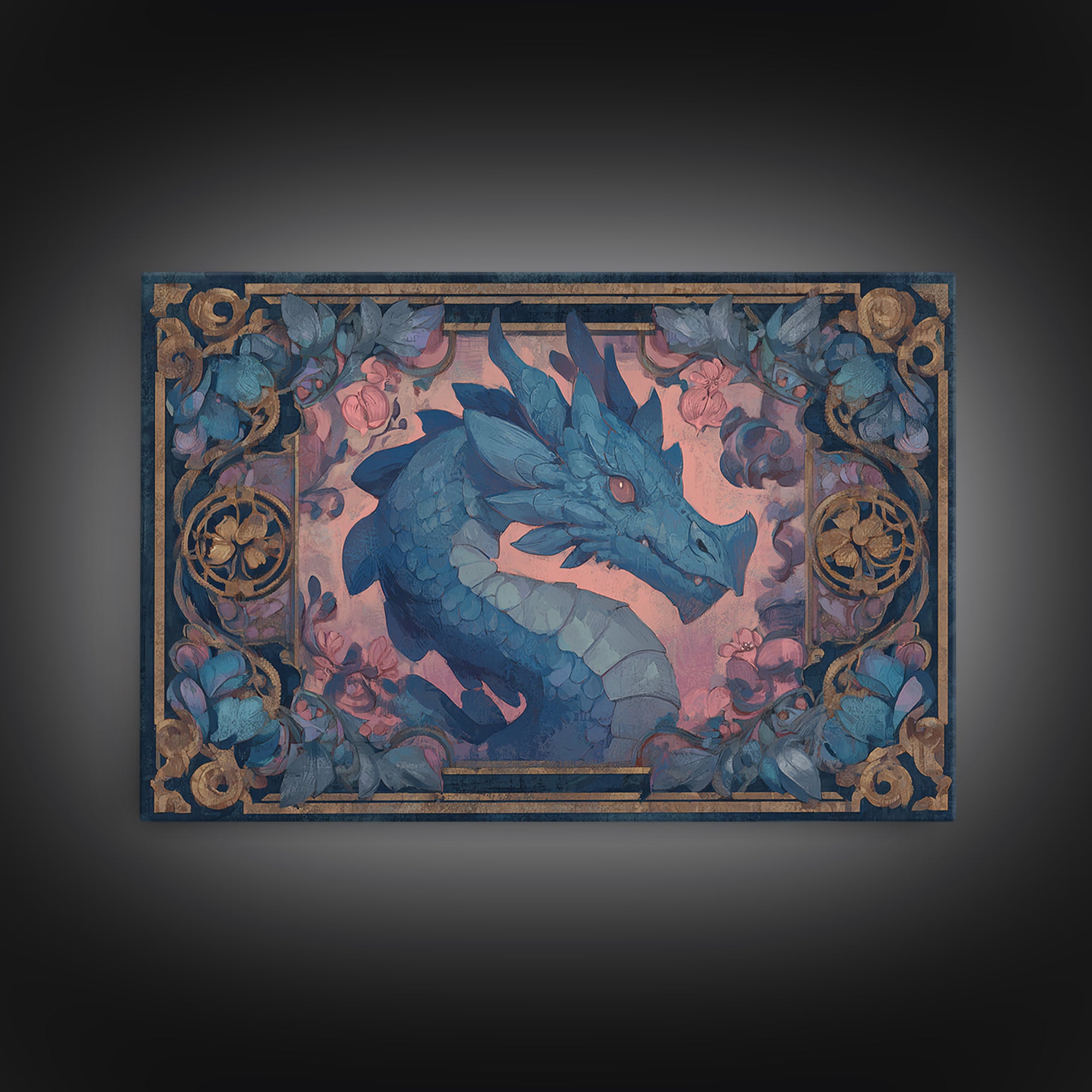 Fantasy Board Game Dragon Token Scene Framed Canvas Print, Game Room Art, Fine Art Print, Game Room Decor, Fine Art, Play, GRA-3x2-87