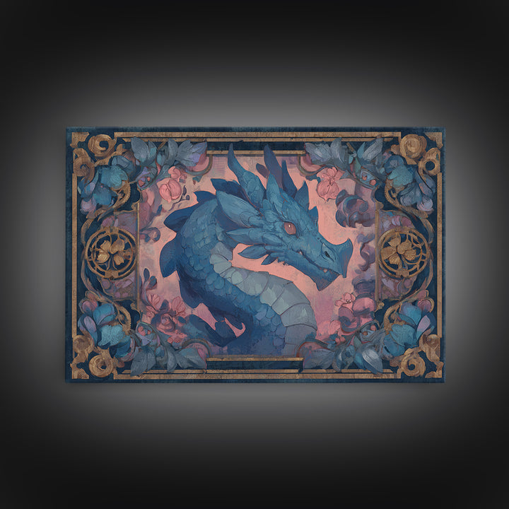 Fantasy Board Game Dragon Token Scene Framed Canvas Print, Game Room Art, Fine Art Print, Game Room Decor, Fine Art, Play, GRA-3x2-87