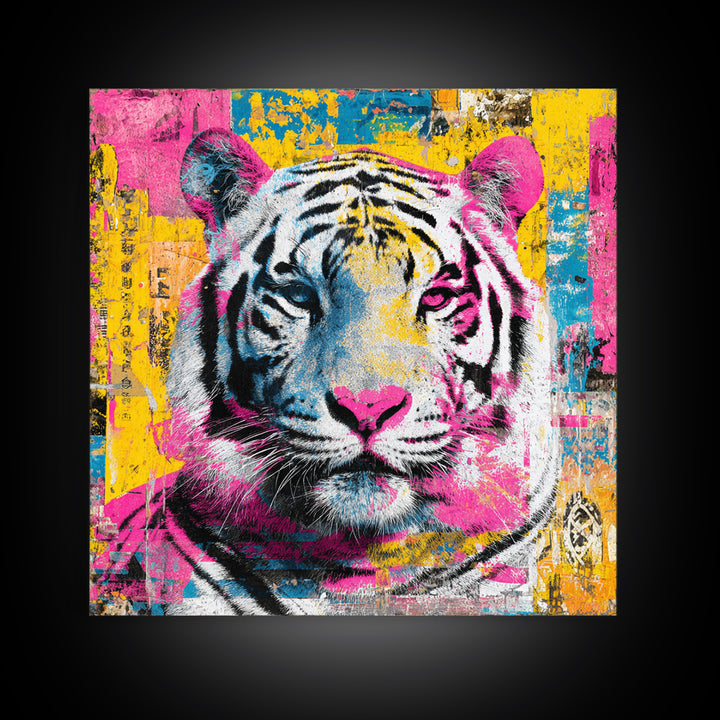 Urban Tiger Portrait Canvas Print, Graffiti Art, Statement Artwork, Living Room Decor, Fine Art, Street, Wall Decor, Painting, GRF-1x1-75