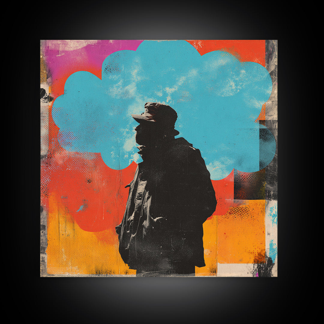Masked Street Artist Silhouette Canvas Print, Graffiti Art, Modern Decor, Living Room Decor, Fine Art, Street, Poster, GRF-1x1-94