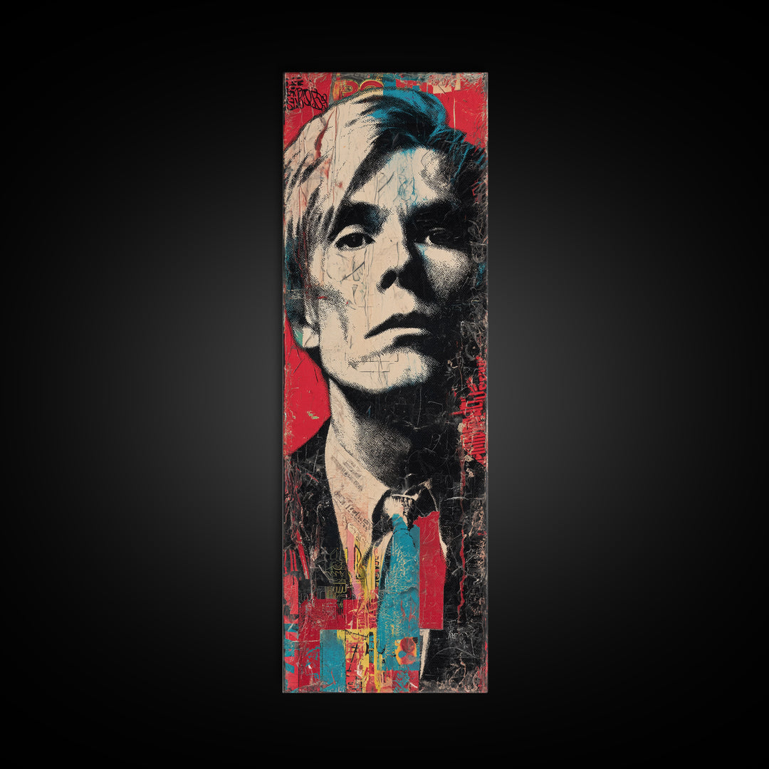 Stencil Portrait with Red and Black Contrast Framed Canvas Print, Graffiti Art, Art, Living Room Decor, Fine Art, Street, GRF-1x3-24