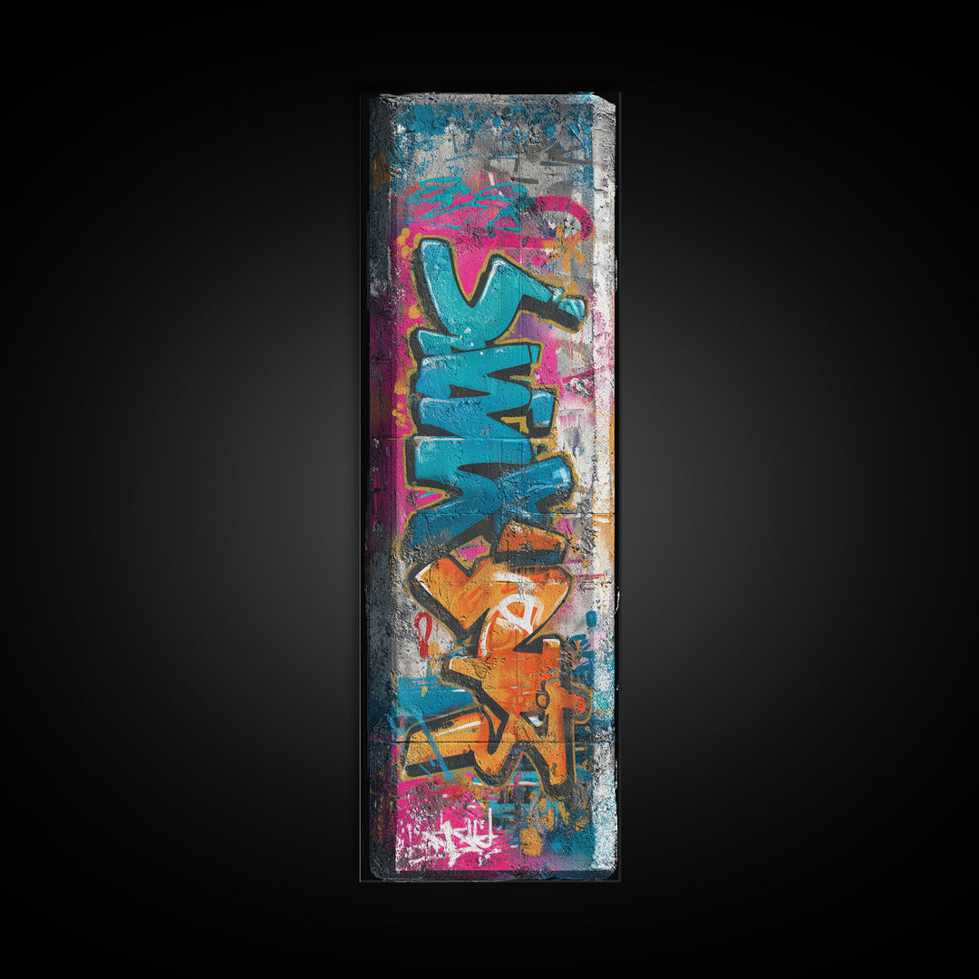 Graffiti Lettering Forms Without Readable Words Framed Canvas Print, Graffiti Art, Wall Art, Living Room Decor, Street, GRF-1x3-45