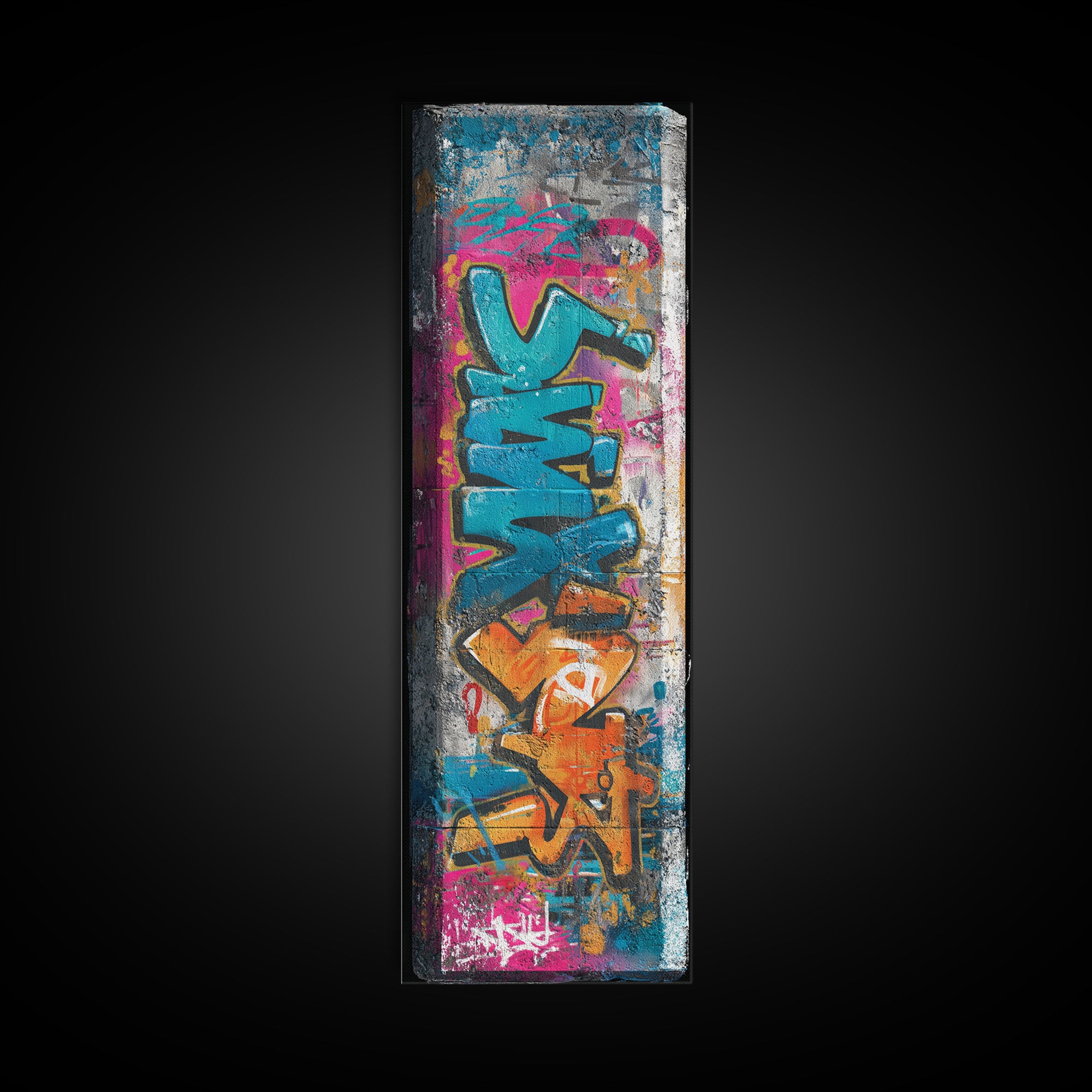 Graffiti Lettering Forms Without Readable Words Framed Canvas Print, Graffiti Art, Wall Art, Living Room Decor, Street, GRF-1x3-45
