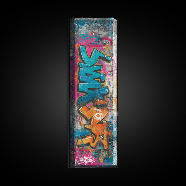 Graffiti Lettering Forms Without Readable Words Framed Canvas Print, Graffiti Art, Wall Art, Living Room Decor, Street, GRF-1x3-45