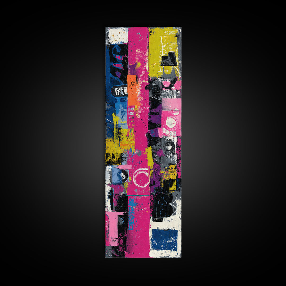 Boombox and Cassette Tape Framed Canvas Print, Graffiti Art, Fine Art Print, Living Room Decor, Fine Art, Street, Wall Decor, GRF-1x3-50