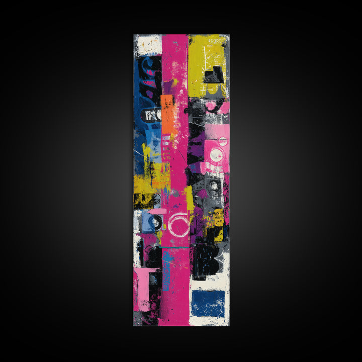 Boombox and Cassette Tape Framed Canvas Print, Graffiti Art, Fine Art Print, Living Room Decor, Fine Art, Street, Wall Decor, GRF-1x3-50