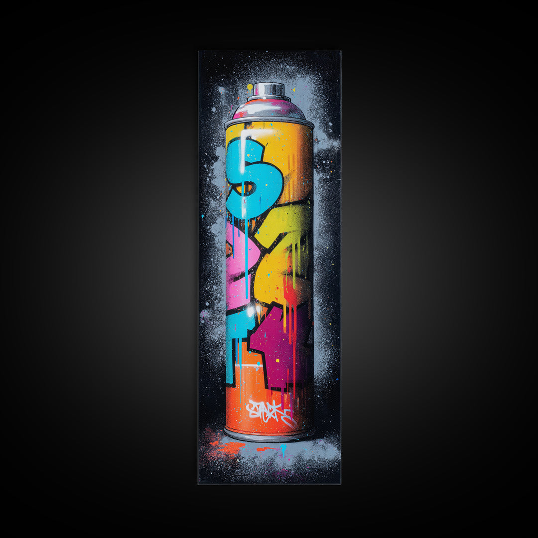Spray Can Still Life Framed Canvas Print, Graffiti Art, Bedroom Decor, Living Room Decor, Fine Art, Street, Gallery Decor, GRF-1x3-64