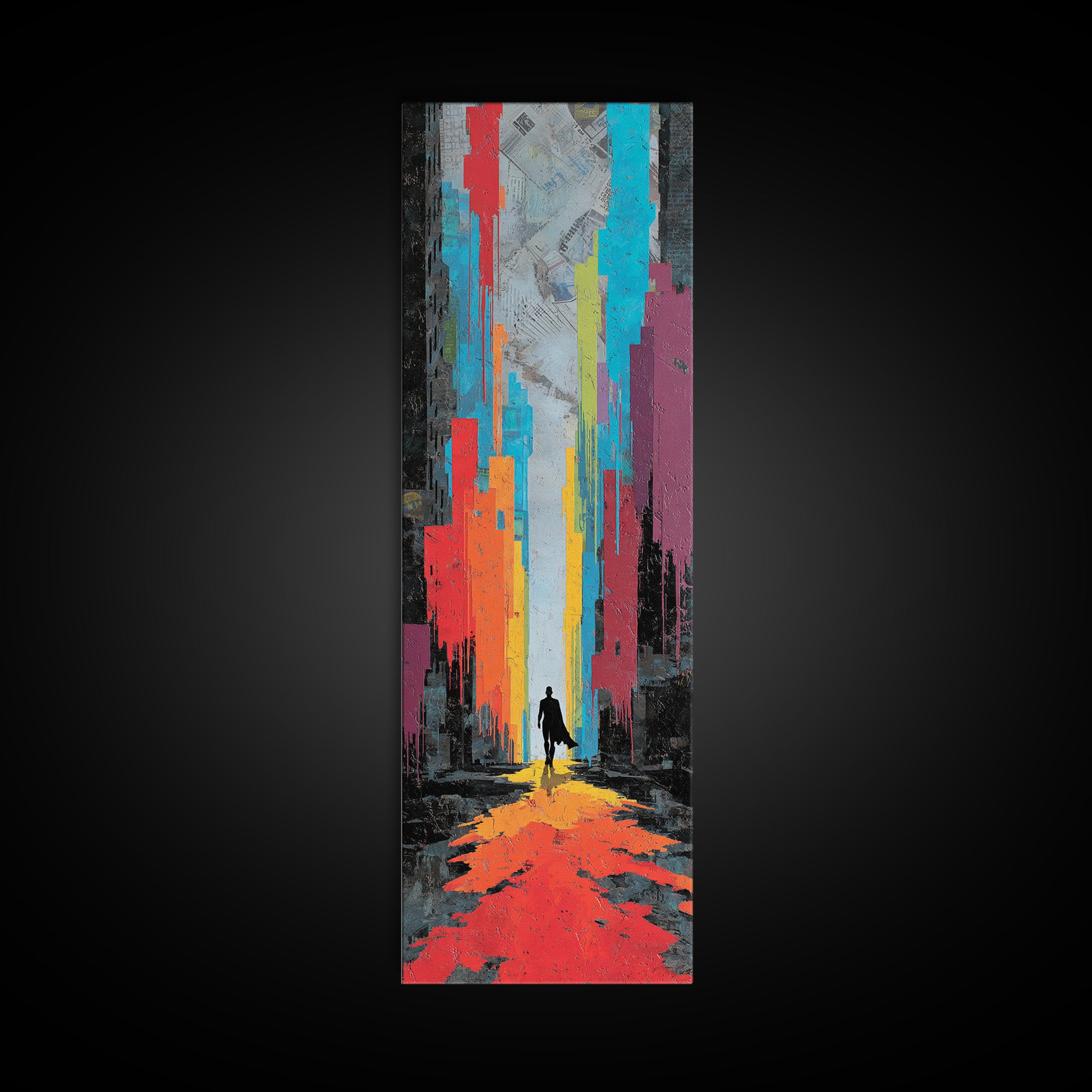 Paint Drips Forming a Skyline Silhouette Canvas Print, Graffiti Art, Large Wall Art, Living Room Decor, Fine Art, Street, GRF-1x3-73