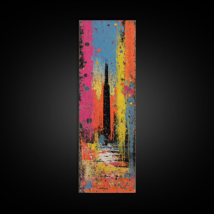 Paint Drips Forming a Skyline Silhouette Canvas Print, Graffiti Art, Boho Decor, Living Room Decor, Fine Art, Street, GRF-1x3-97