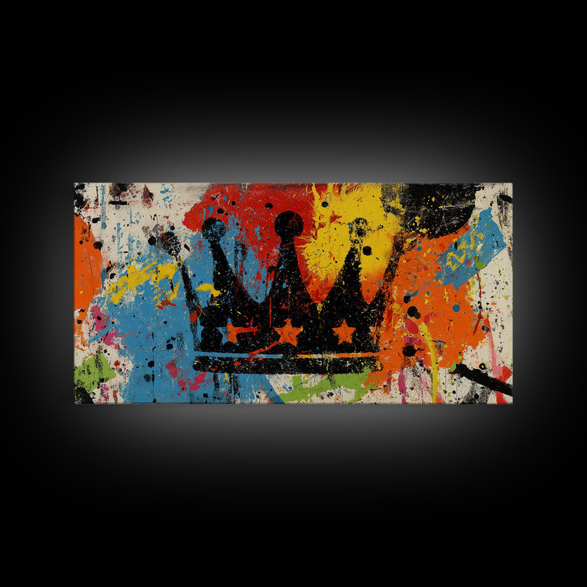 Abstract Crown and Stars Canvas Print, Graffiti Art, Prints, Living Room Decor, Fine Art, Street, Framed Art, Digital Print, GRF-2x1-39