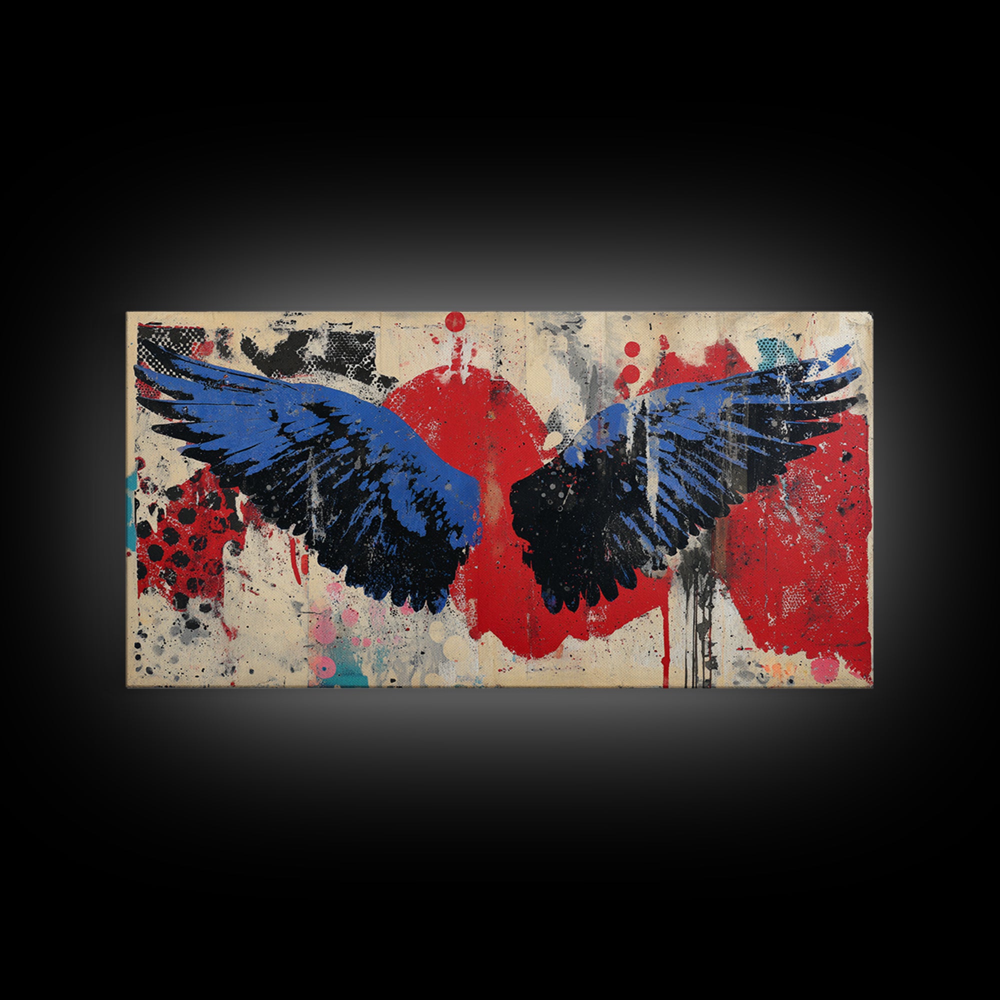 Spray Painted Angel Wings Canvas Print, Graffiti Art, Painting, Living Room Decor, Fine Art, Street, Canvas Art, Bedroom Decor, GRF-2x1-52