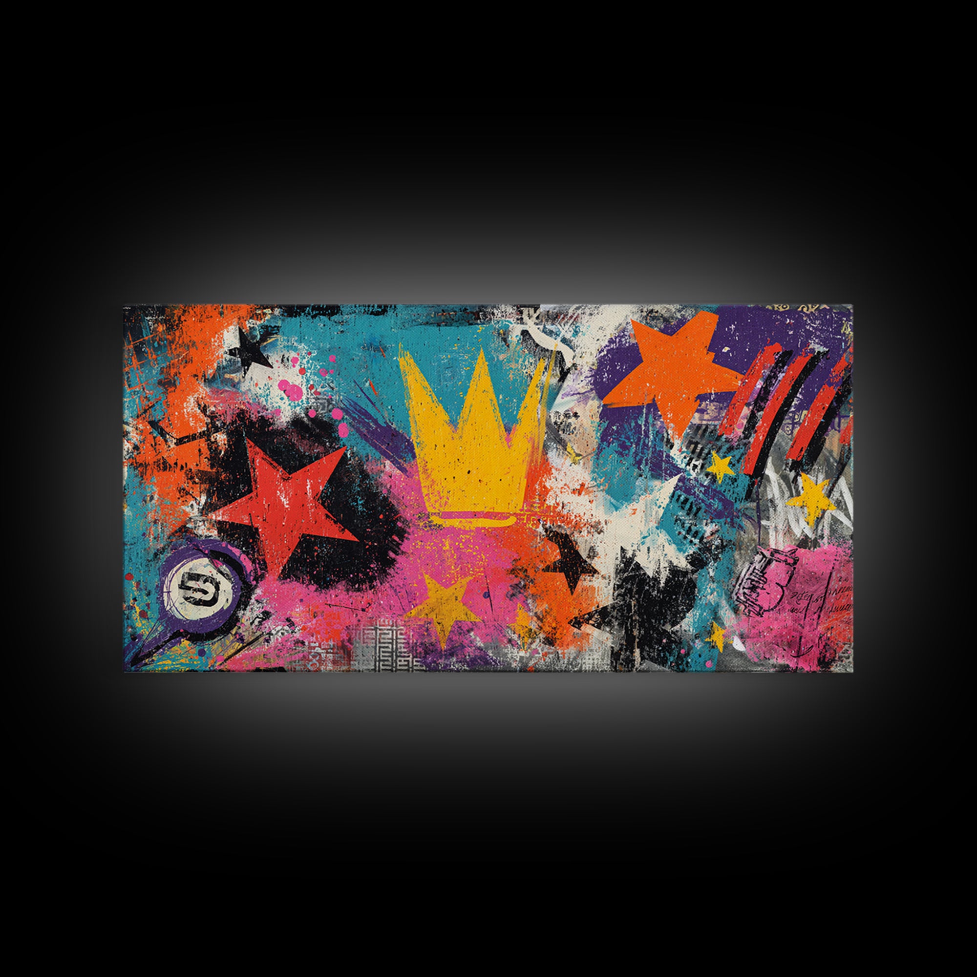 Abstract Crown and Stars Canvas Print, Graffiti Art, Bedroom Decor, Living Room Decor, Abstract Art, Street, Gallery Decor, GRF-2x1-63