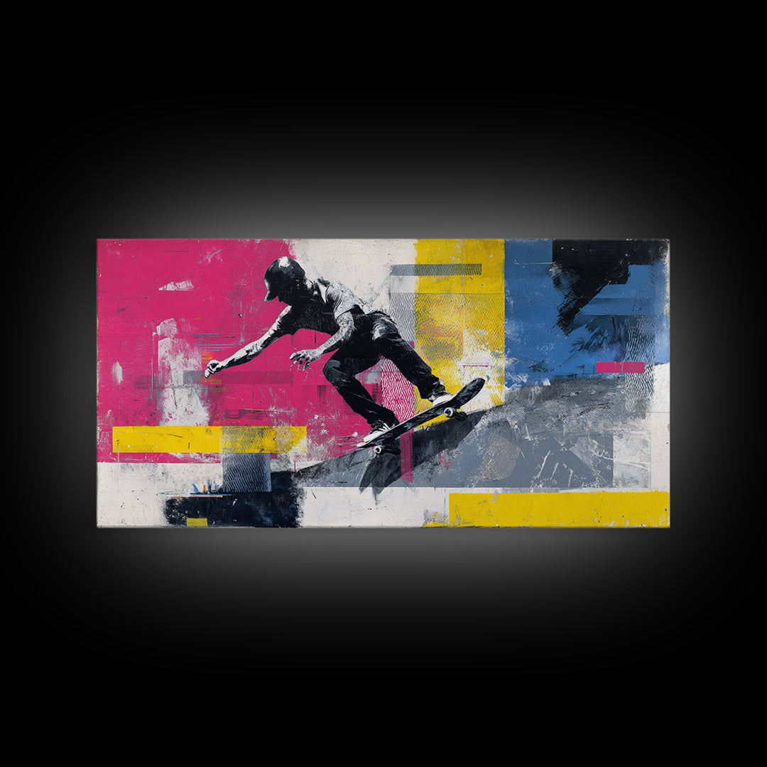 Bright Skateboard Ramp Color Fields Canvas Print, Graffiti Art, Canvas, Living Room Decor, Abstract Art, Street, GRF-2x1-68