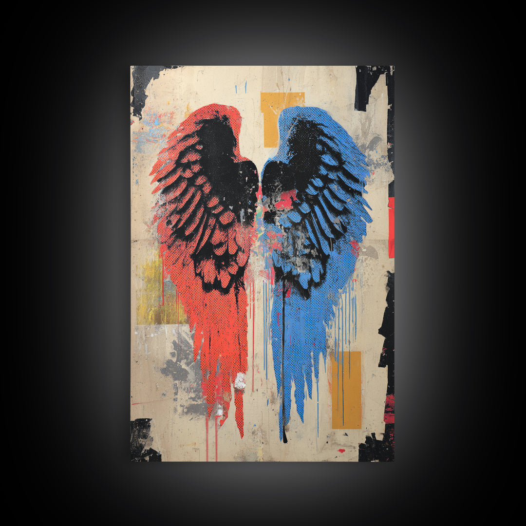 Spray Painted Angel Wings Canvas Print, Graffiti Art, Contemporary Art, Living Room Decor, Fine Art, Street, Original Painting, GRF-2x3-40