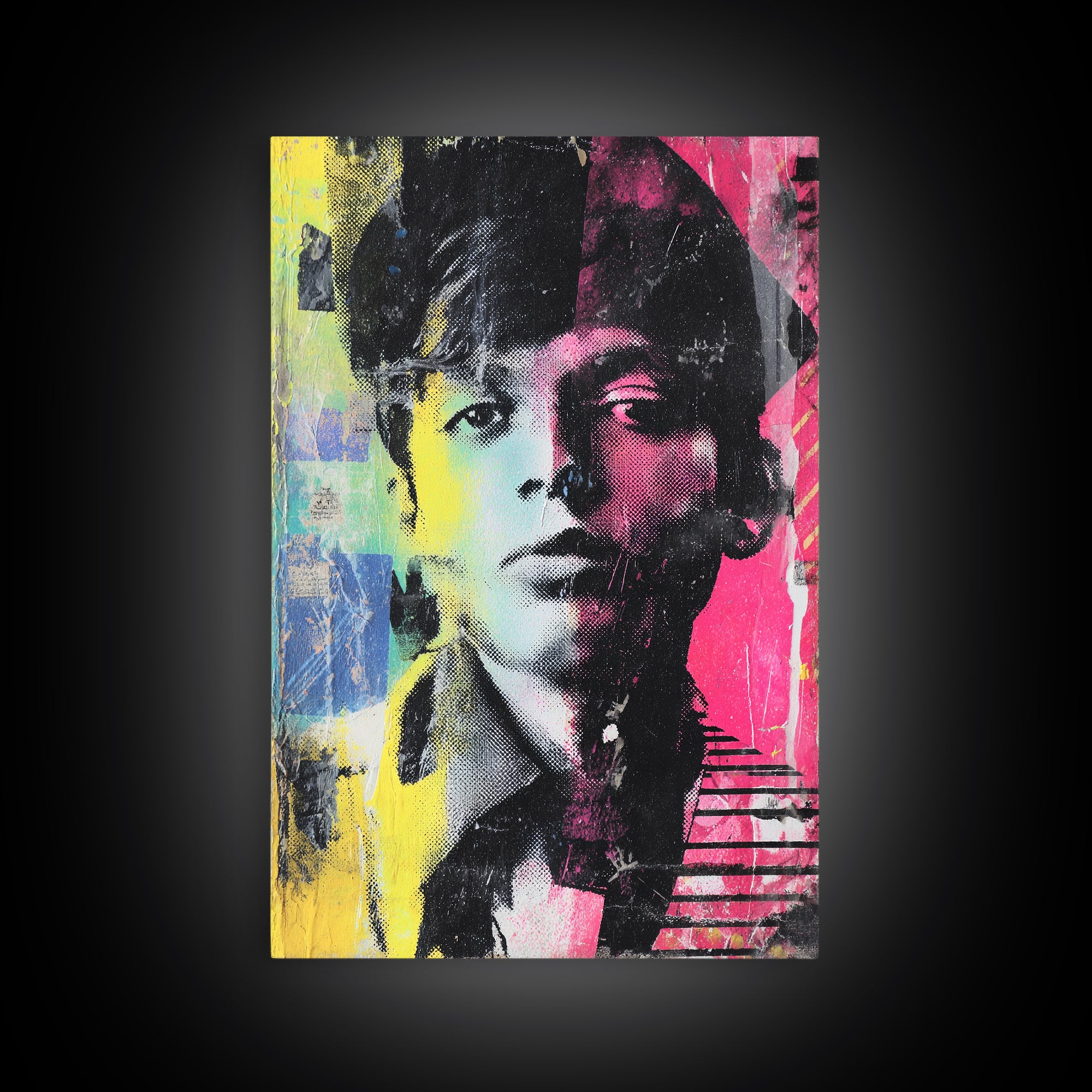 Stencil Portrait with Red and Black Contrast Framed Canvas Print, Graffiti Art, Luxury Decor, Living Room Decor, Street, GRF-2x3-44