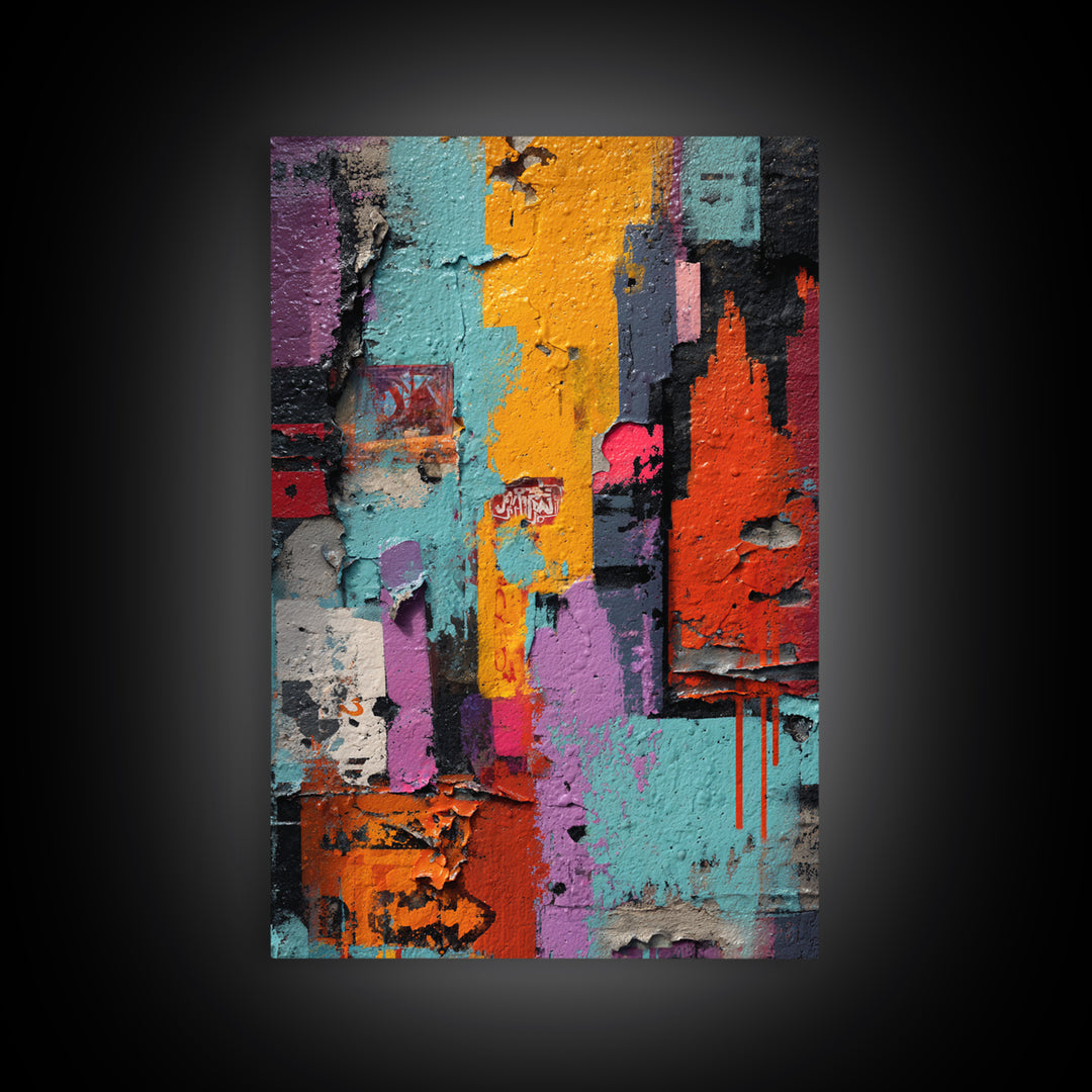 Paint Drips Forming a Skyline Silhouette Canvas Print, Graffiti Art, Large Wall Art, Living Room Decor, Fine Art, Street, GRF-2x3-45