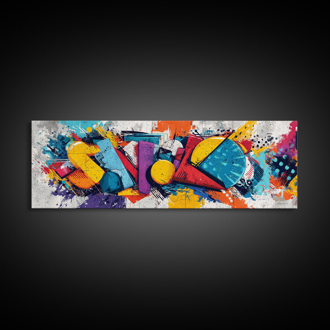 Wildstyle Arrows and Loops as Abstraction Framed Canvas Print, Graffiti Art, Statement Artwork, Living Room Decor, Abstract Art, GRF-3x1-7