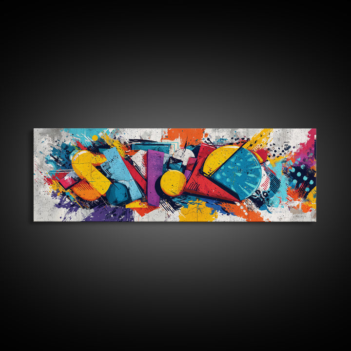 Wildstyle Arrows and Loops as Abstraction Framed Canvas Print, Graffiti Art, Statement Artwork, Living Room Decor, Abstract Art, GRF-3x1-7