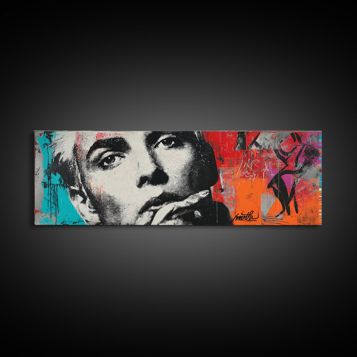 Stencil Portrait with Red and Black Contrast Canvas Print, Graffiti Art, Art, Living Room Decor, Street, Canvas Wall Art, GRF-3x1-76