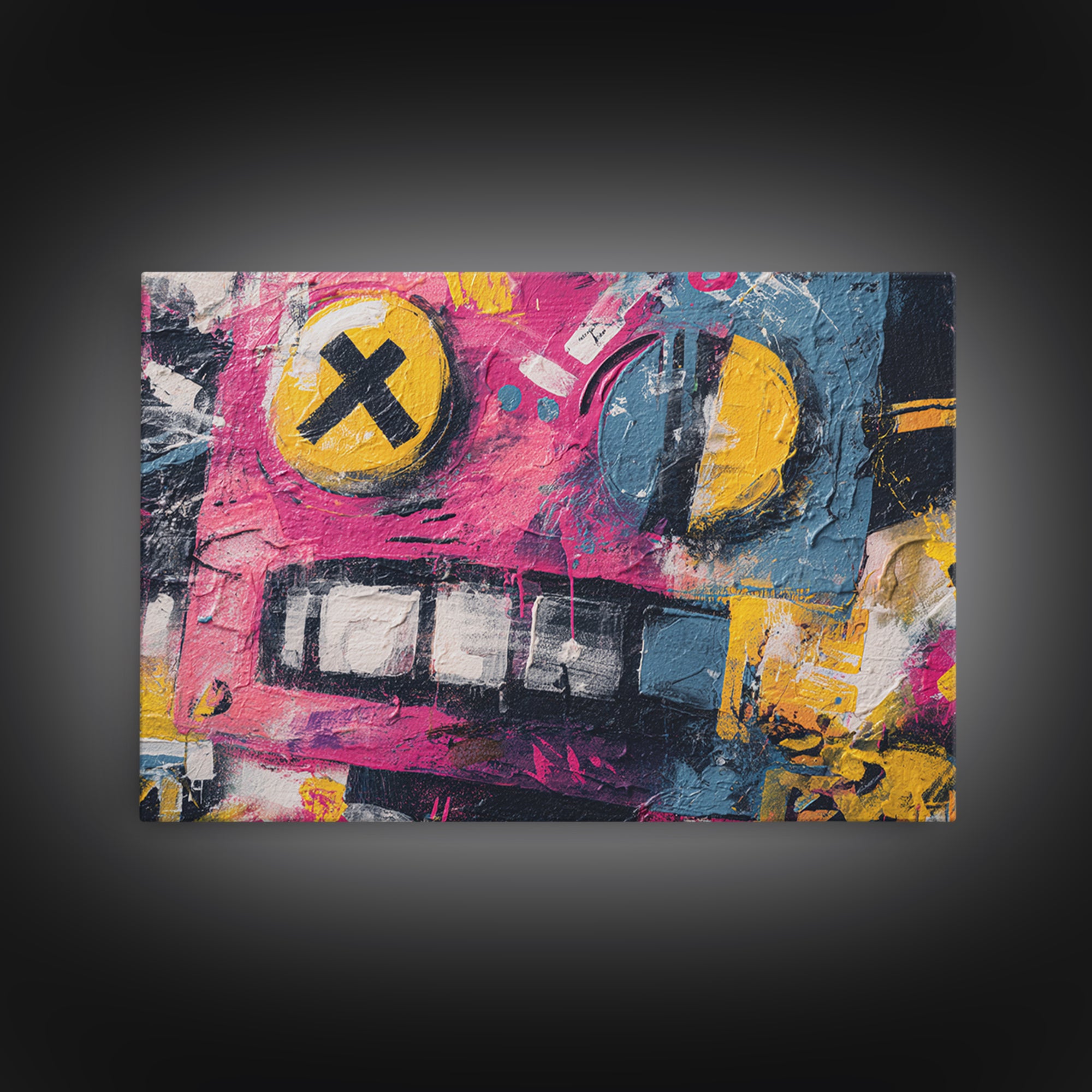 Cartoon Robot Character Canvas Print, Graffiti Art, Bedroom Decor, Living Room Decor, Fine Art, Street, Gallery Decor, GRF-3x2-38