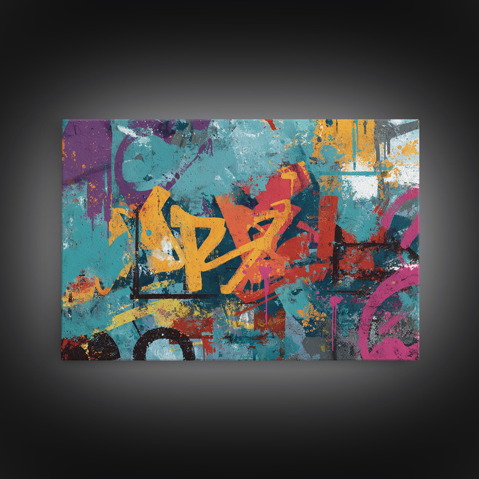 Wildstyle Arrows and Loops as Abstraction Canvas Print, Graffiti Art, Canvas, Living Room Decor, Abstract Art, Street, GRF-3x2-67
