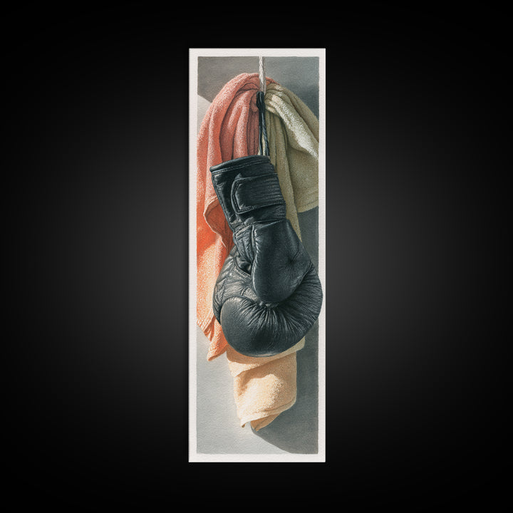 Boxing Glove and Towel Still Life Framed Canvas Print, Gym Art, Modern Home Decor, Gym Decor, Oil Painting, Strength, GYM-1x3-76