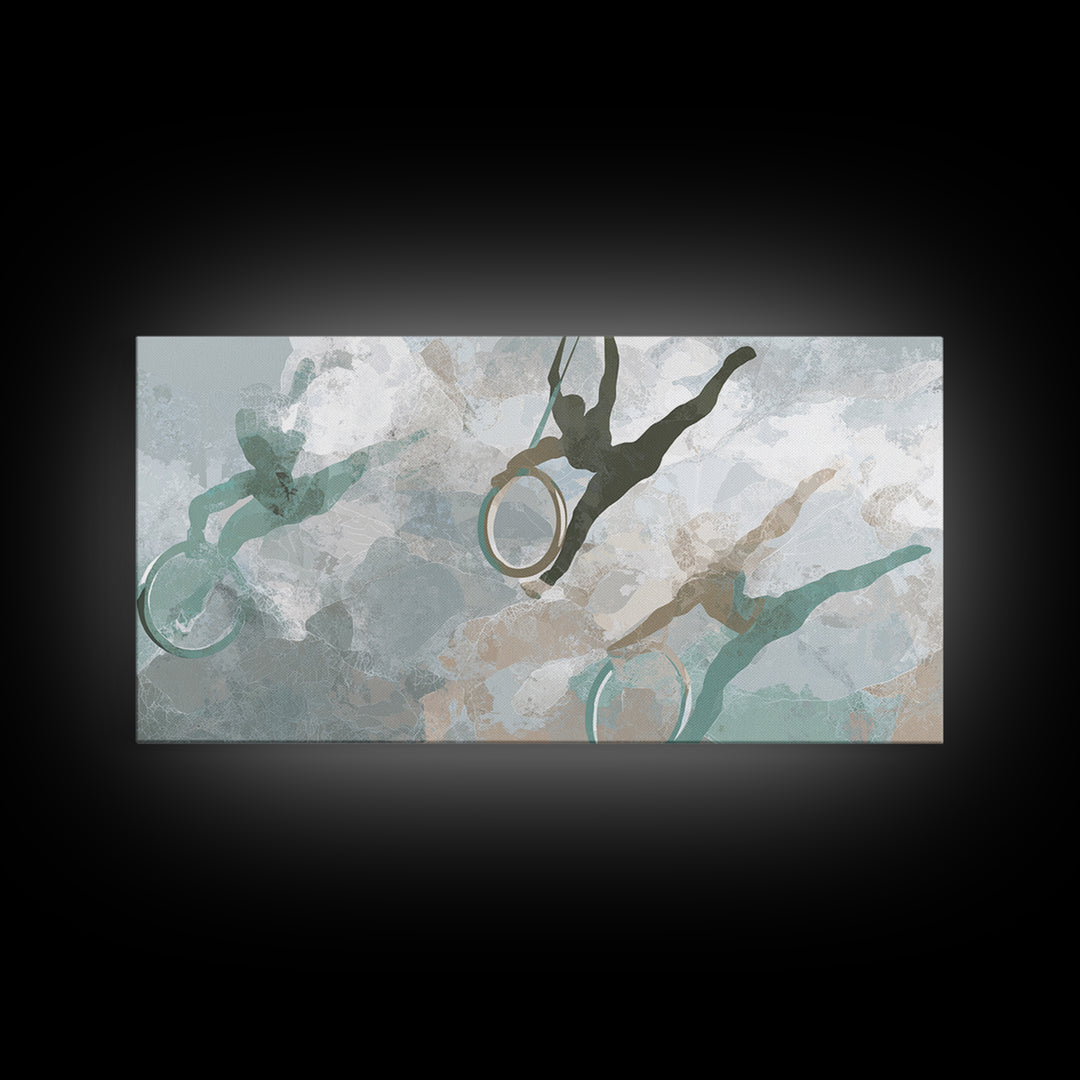 Gymnast Rings Athlete Framed Canvas Print, Gym Art, Bodybuilding Poster, Gym Decor, Fine Art, Strength, Modern Decor, GYM-2x1-11