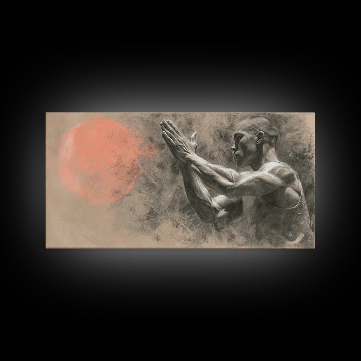 Bodybuilder Pose Rendered Canvas Print, Gym Art, Print, Gym Decor, Fine Art, Strength, Wall Decoration, Sports Decor, GYM-2x1-48