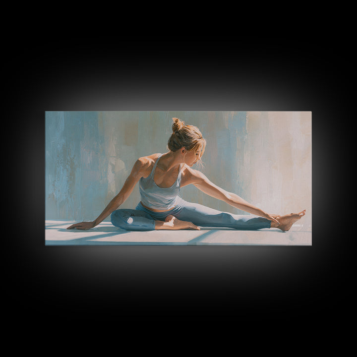 Fitness Woman Stretching Framed Canvas Print, Gym Art, Motivational Poster, Gym Decor, Fine Art, Strength, Motivational Art, GYM-2x1-65