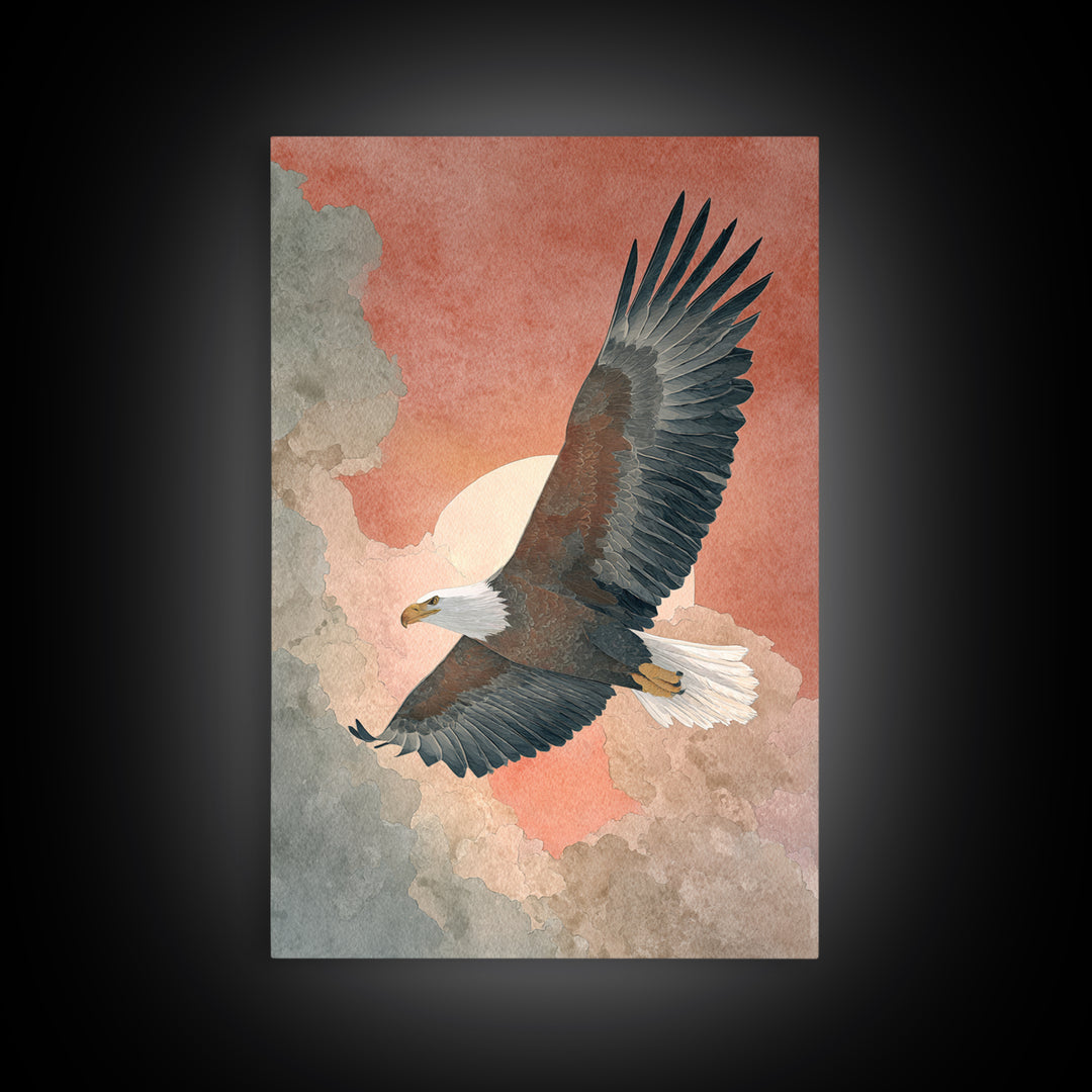Eagle Soaring as Motivation Symbol Canvas Print, Gym Art, Statement Artwork, Gym Decor, Fine Art, Strength, Printable Wall Art, GYM-2x3-32