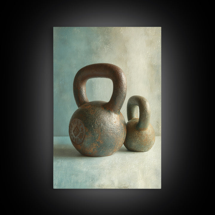 Kettlebell Still Life Framed Canvas Print, Gym Art, Motivational Poster, Gym Decor, Abstract Art, Strength, Motivational Art, GYM-2x3-41