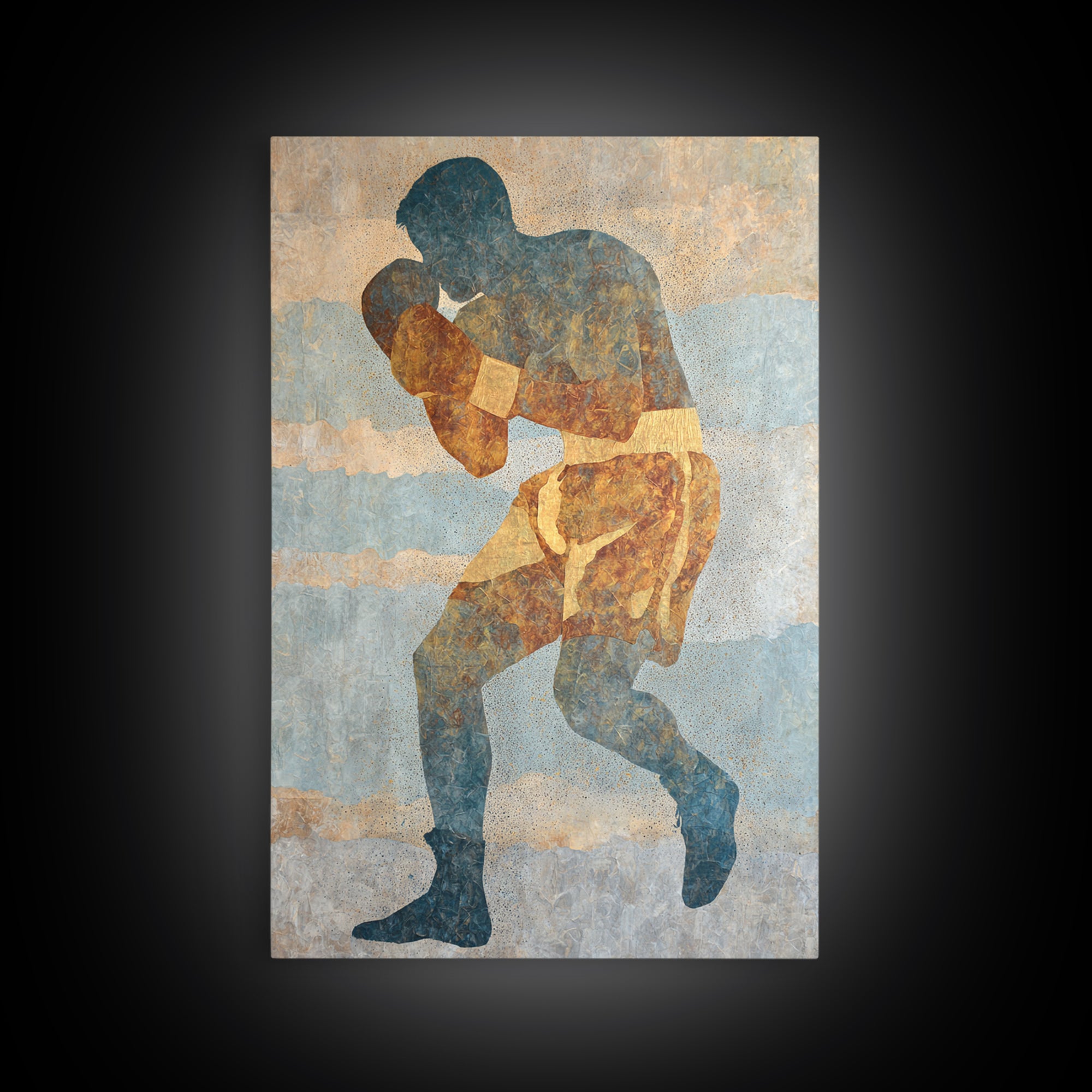 Powerful Boxer Silhouette Canvas Print, Gym Art, Modern Home Decor, Gym Decor, Oil Painting, Strength, Fine Art Print, GYM-2x3-57
