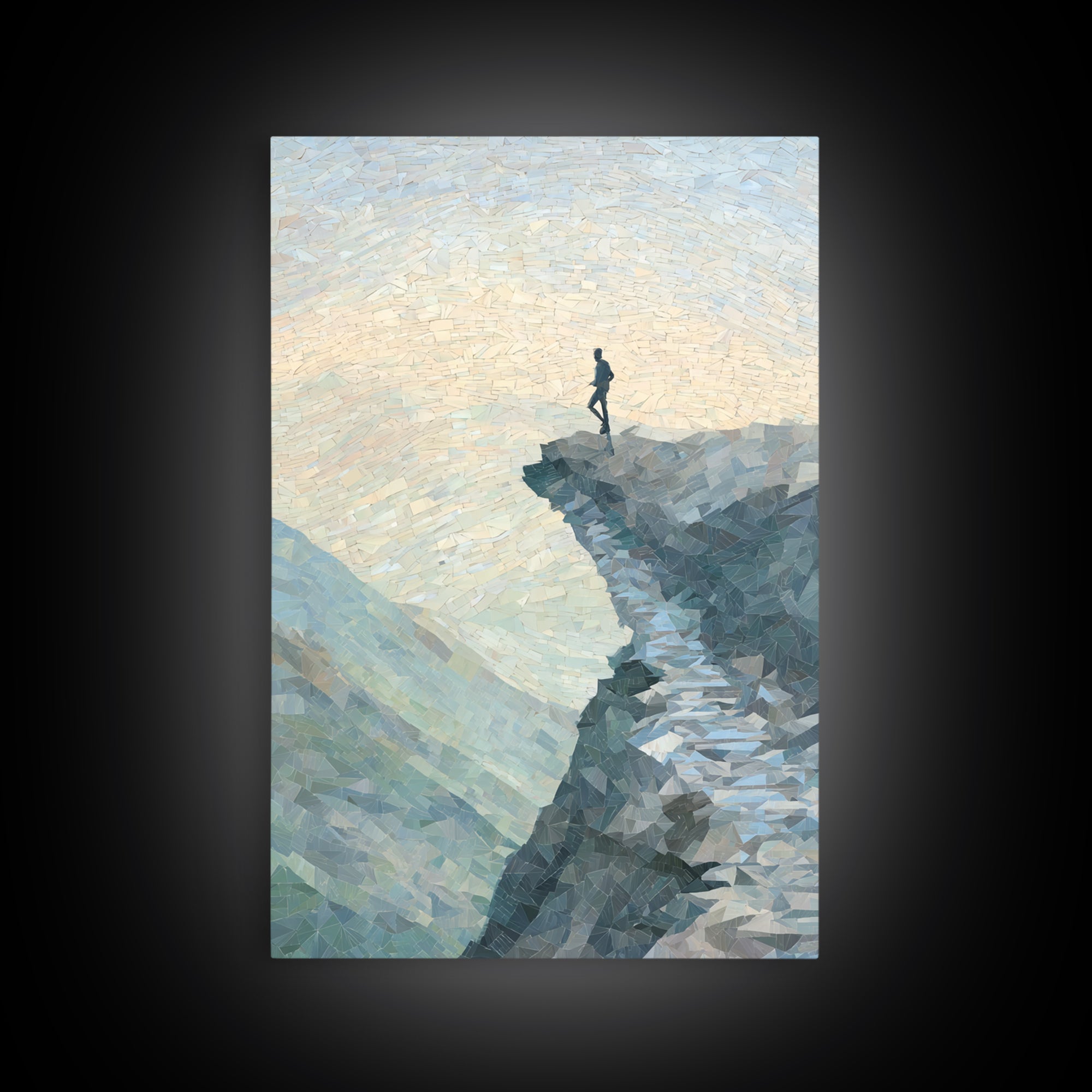 Runner on Mountain Ridge at Sunrise Framed Canvas Print, Gym Art, Sports Decor, Gym Decor, Oil Painting, Strength, GYM-2x3-68