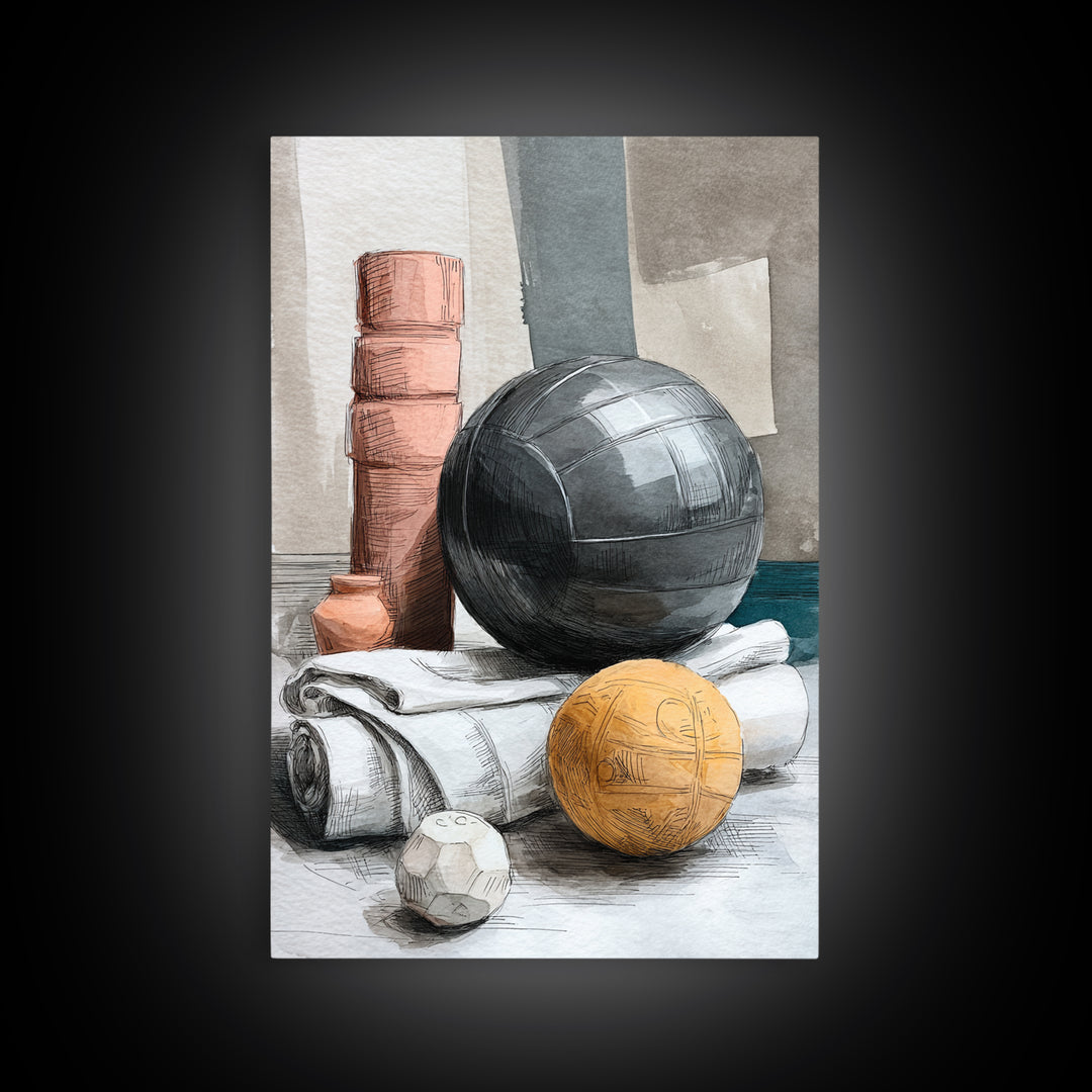 Medicine Ball and Chalk Still Life Canvas Print, Gym Art, Fine Art Print, Gym Decor, Fine Art, Strength, Wall Decor, GYM-2x3-7