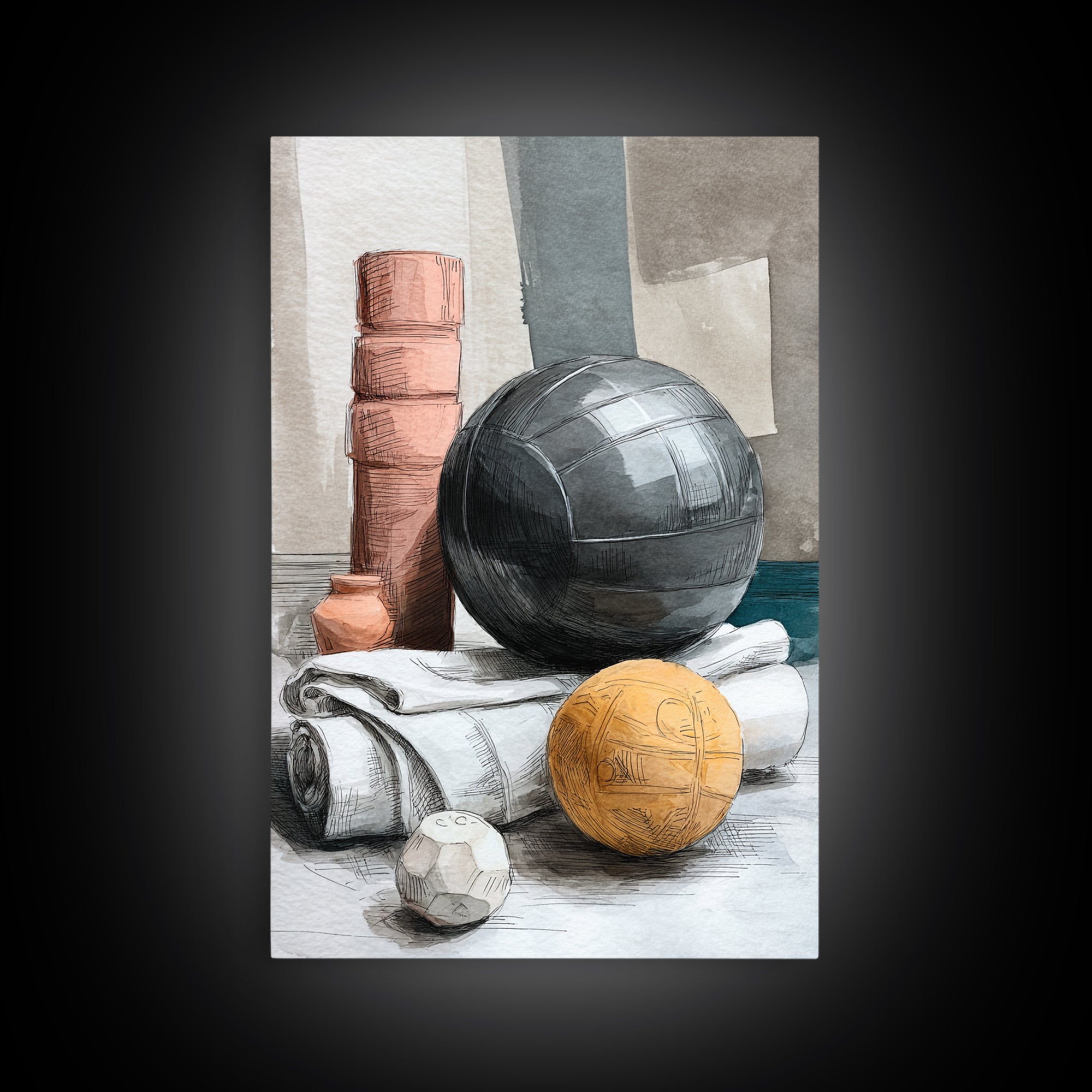 Medicine Ball and Chalk Still Life Canvas Print, Gym Art, Fine Art Print, Gym Decor, Fine Art, Strength, Wall Decor, GYM-2x3-7
