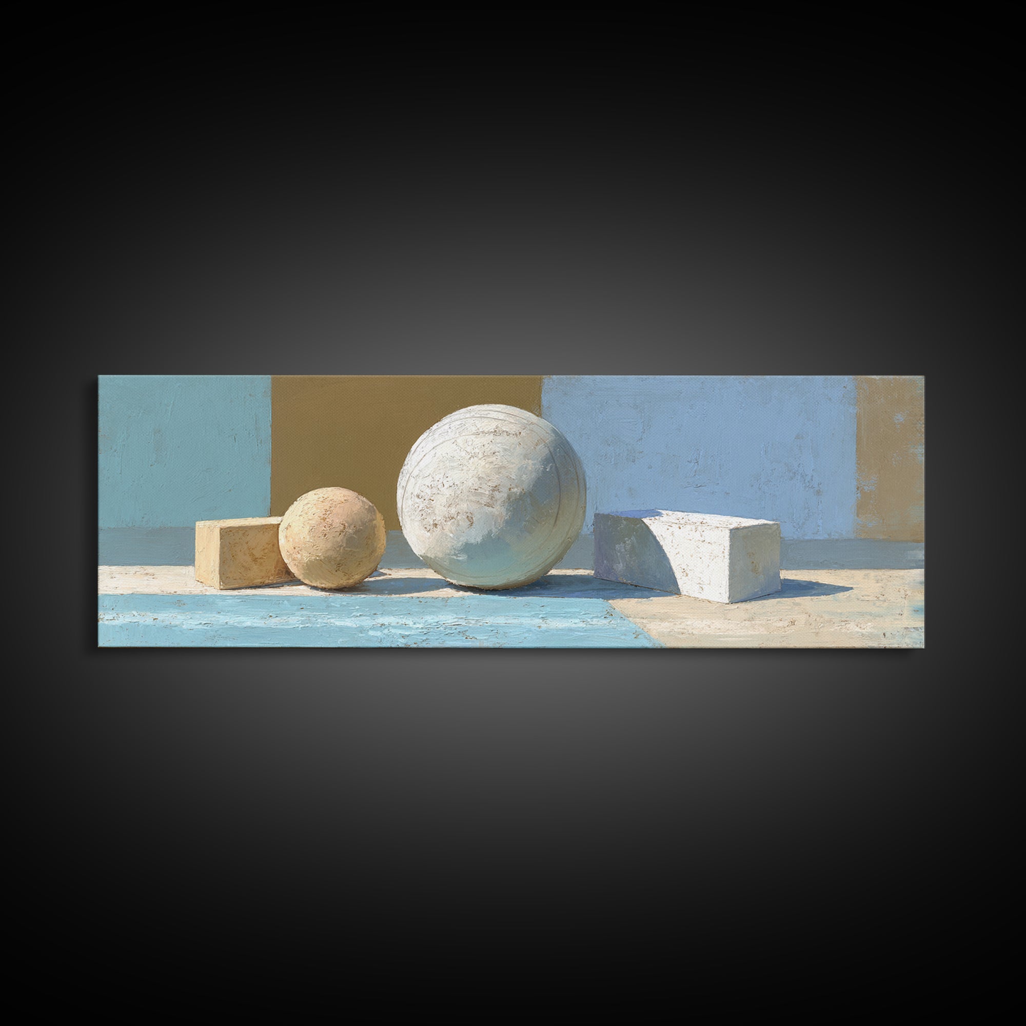 Medicine Ball and Chalk Still Life Framed Canvas Print, Gym Art, Gallery Decor, Gym Decor, Fine Art, Strength, Wall Art, GYM-3x1-15