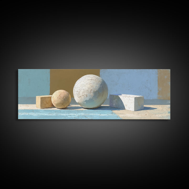 Medicine Ball and Chalk Still Life Framed Canvas Print, Gym Art, Gallery Decor, Gym Decor, Fine Art, Strength, Wall Art, GYM-3x1-15
