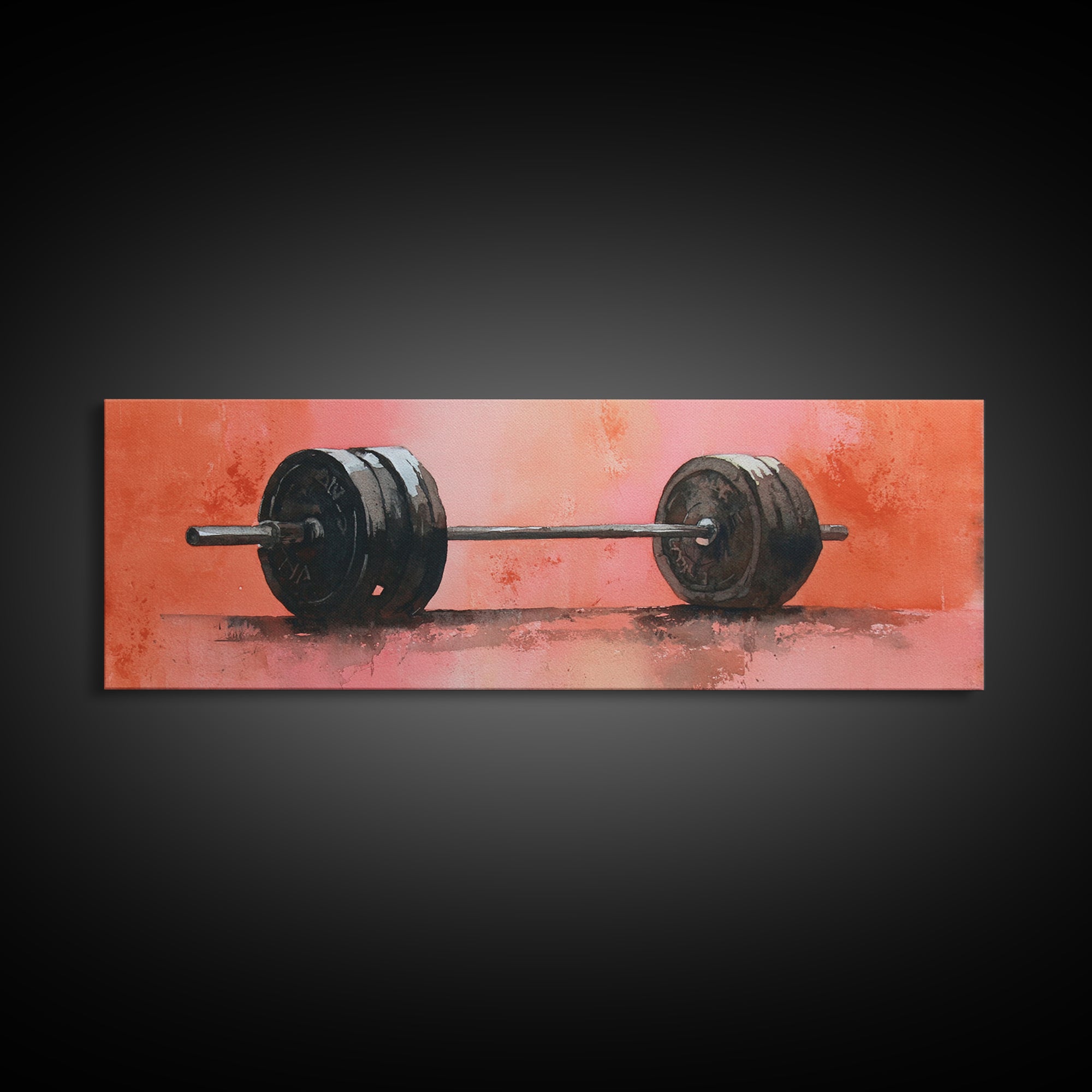 Barbell and Plates Canvas Print, Gym Art, Sports Poster, Gym Decor, Strength, Neutral Decor, Modern Decor, Fine Art Print, GYM-3x1-42
