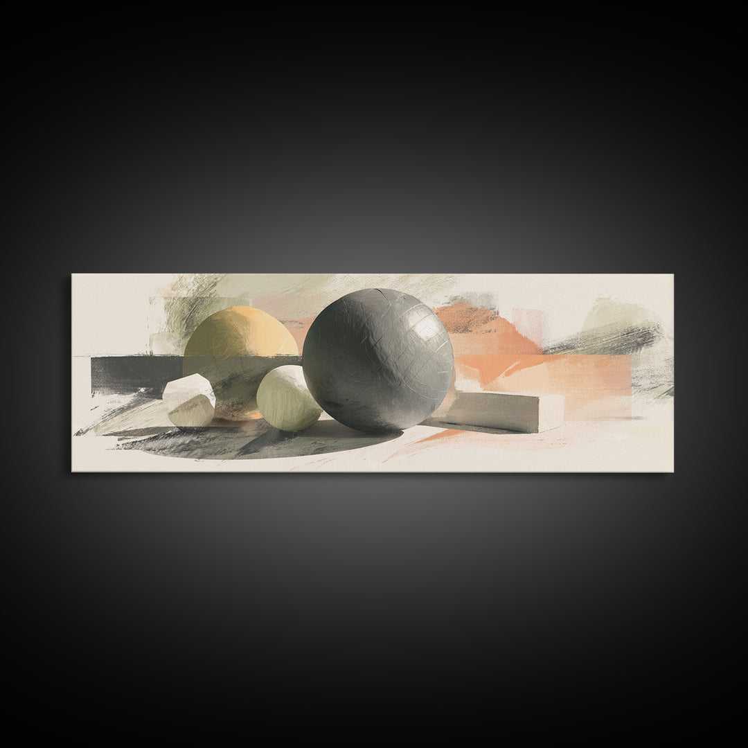 Medicine Ball and Chalk Still Life Framed Canvas Print, Gym Art, Minimalist Decor, Gym Decor, Strength, Motivational Poster, GYM-3x1-63
