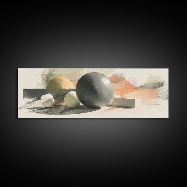 Medicine Ball and Chalk Still Life Framed Canvas Print, Gym Art, Minimalist Decor, Gym Decor, Strength, Motivational Poster, GYM-3x1-63