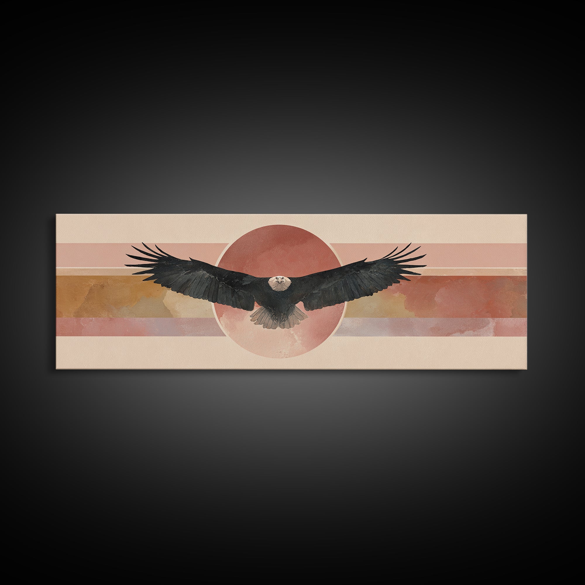 Eagle Soaring as Motivation Symbol Canvas Print, Gym Art, Wall Art, Gym Decor, Oil Painting, Strength, Man Cave Decor, GYM-3x1-88