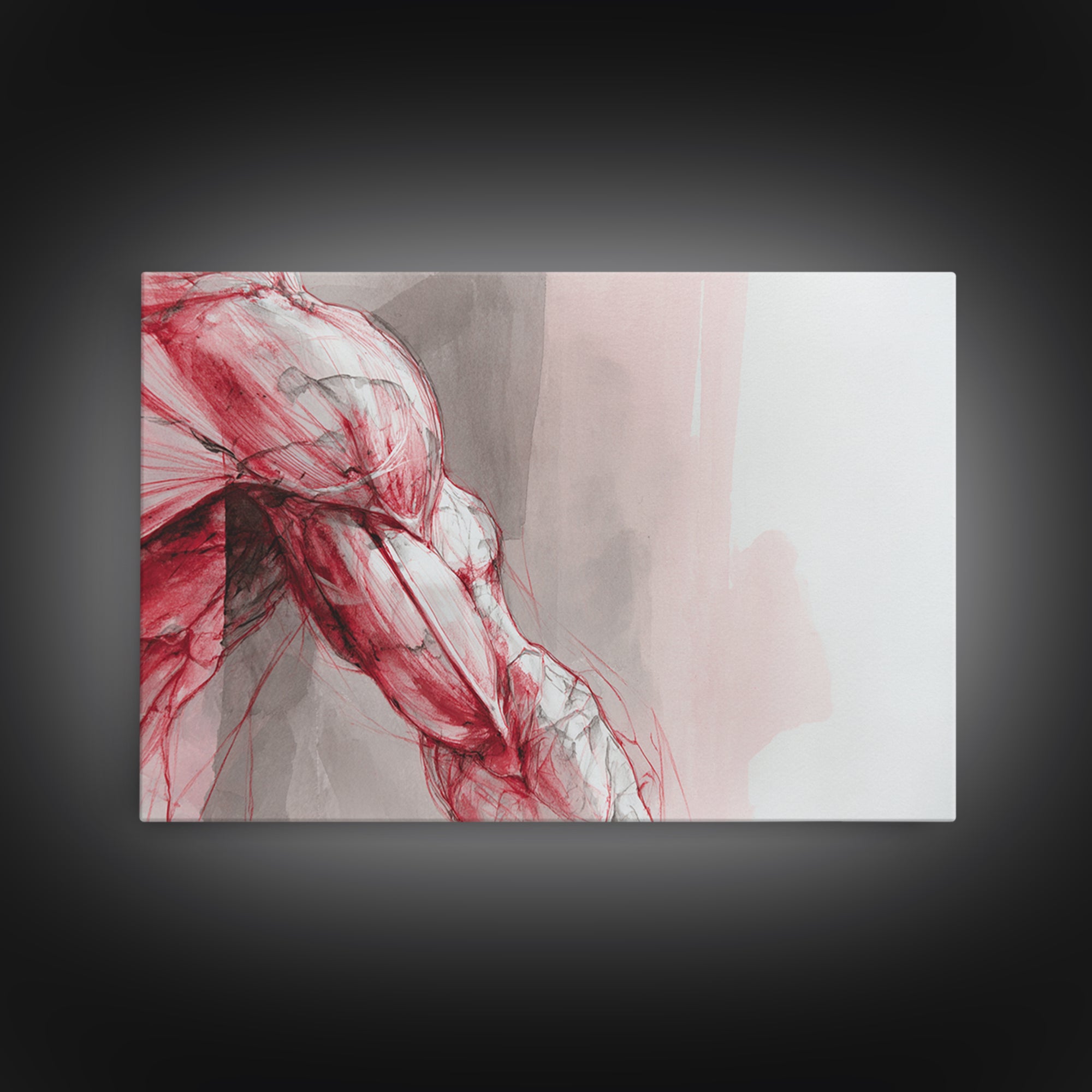 Abstract Muscle Anatomy Framed Canvas Print, Gym Art, Framed Canvas, Gym Decor, Abstract Art, Strength, Textured Painting, GYM-3x2-36